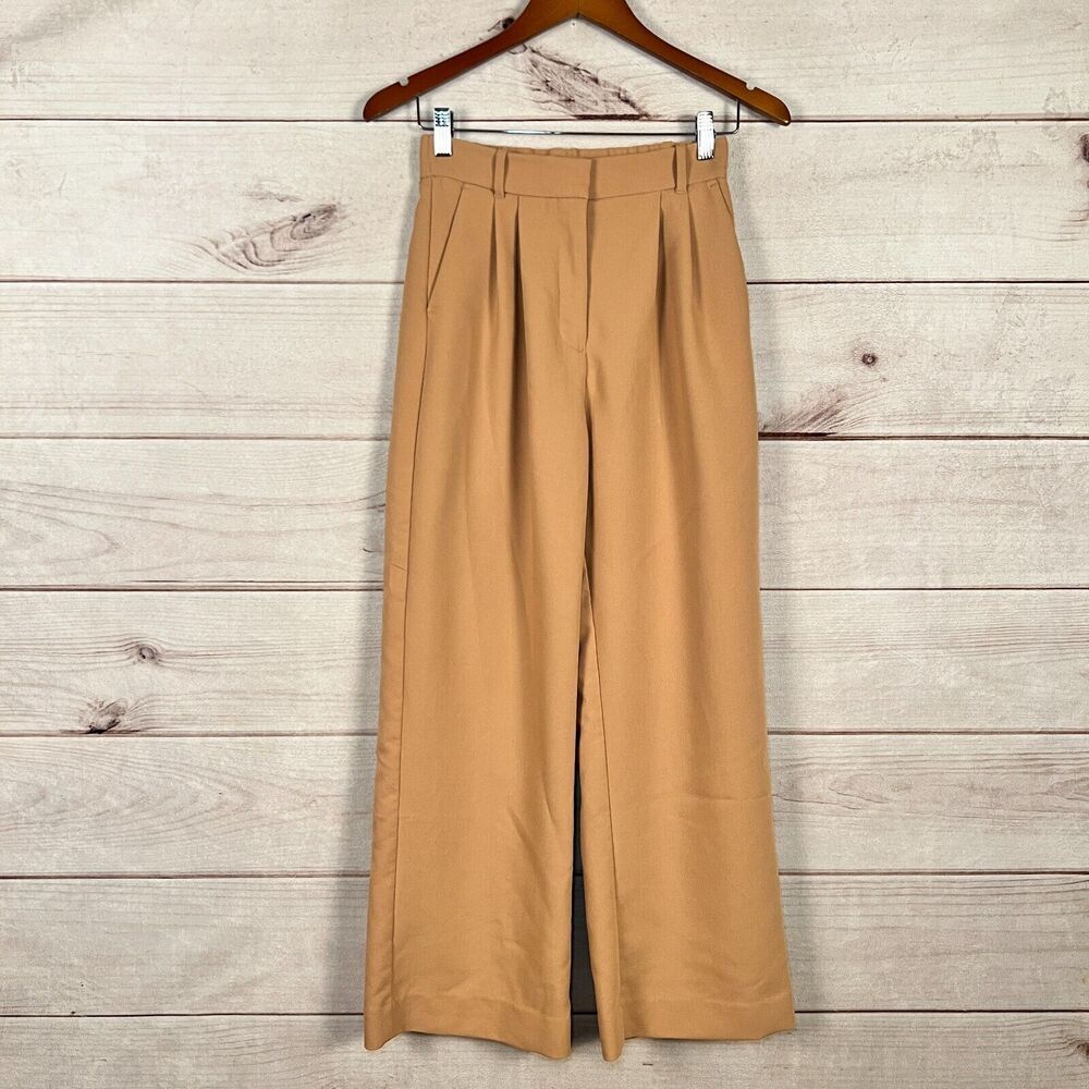Abercrombie & Fitch Sloane Dress Pants Women Sz 26 Brown Pleated Wide Leg Office